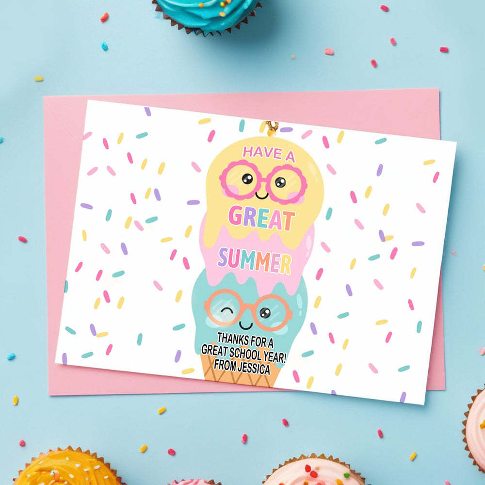 Ice Cream Card Teacher Appreciation Card Have A Sweet Summer Gift - customphotokeychain