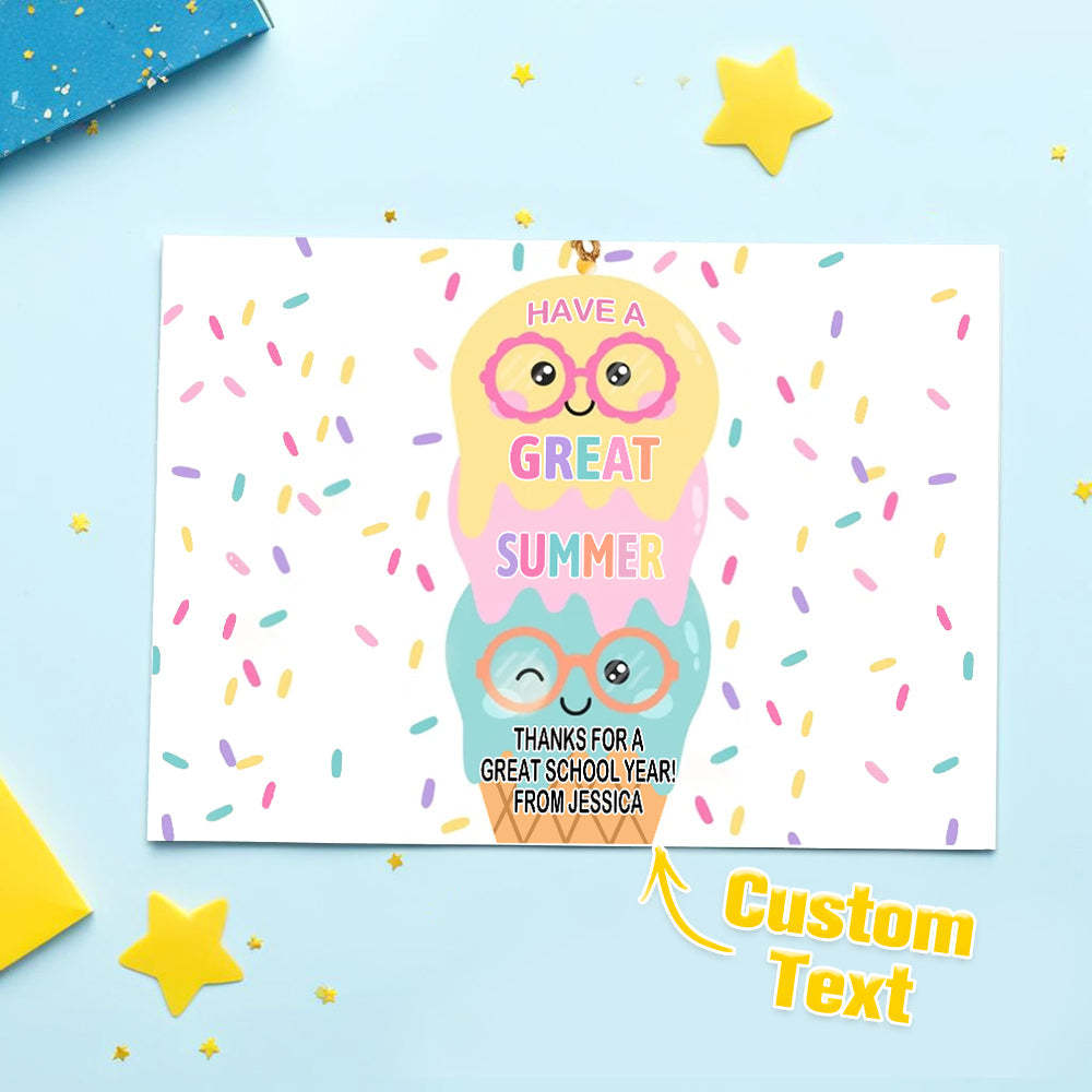 Ice Cream Card Teacher Appreciation Card Have A Sweet Summer Gift - customphotokeychain