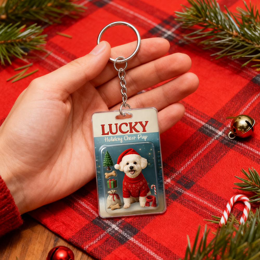 Personalized Squatting Pet Dog Keychain A Heartwarming Holiday Keepsake Unique Gift for Dog Lovers