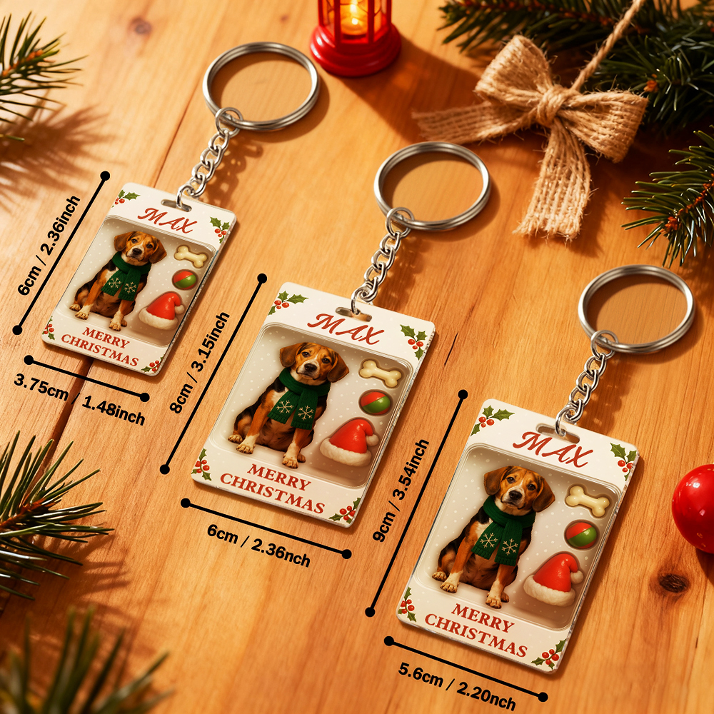 Personalized Squatting Pet Dog Keychain A Heartwarming Holiday Keepsake Unique Gift for Dog Lovers