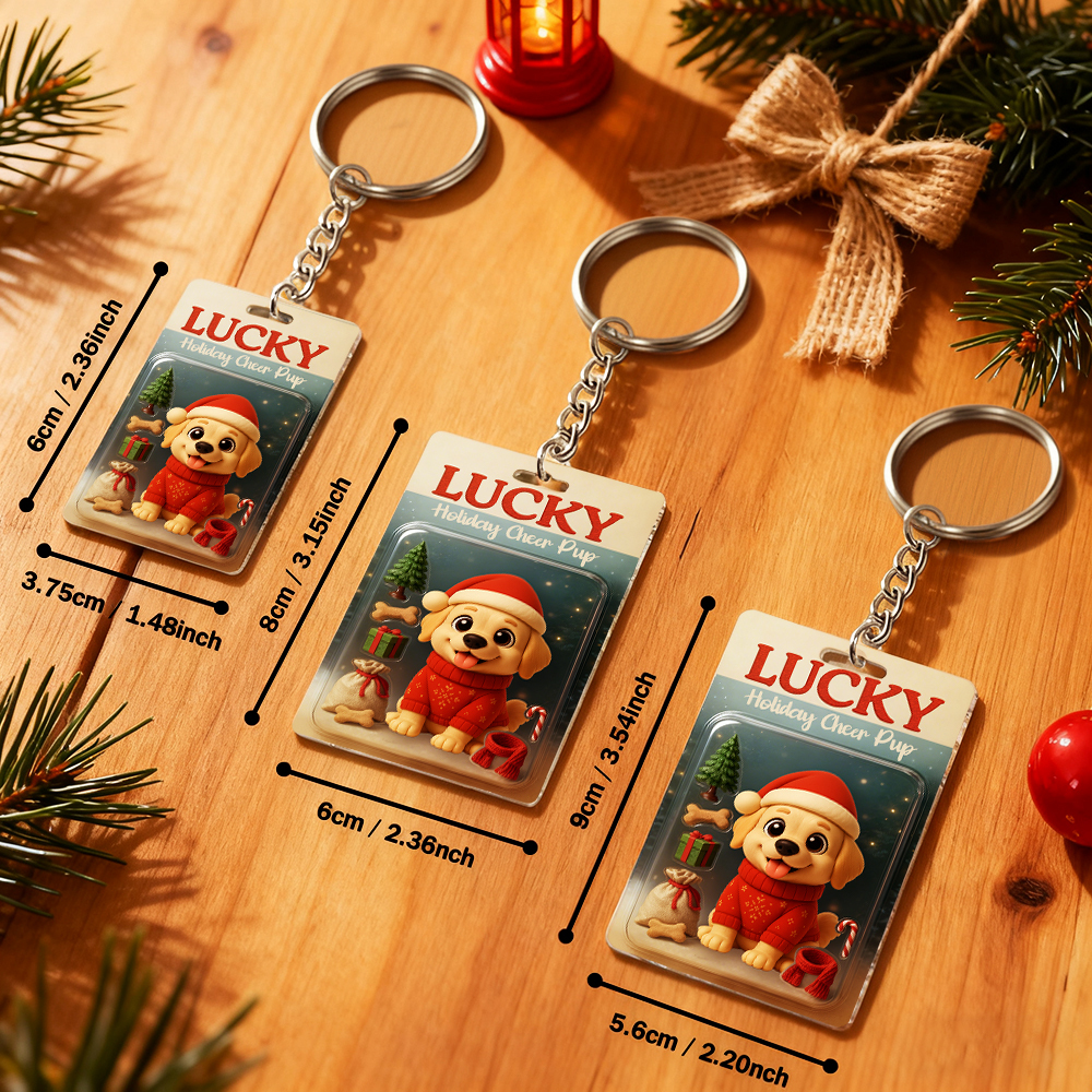 Personalized Squatting Pet Dog Keychain A Heartwarming Holiday Keepsake Unique Gift for Dog Lovers