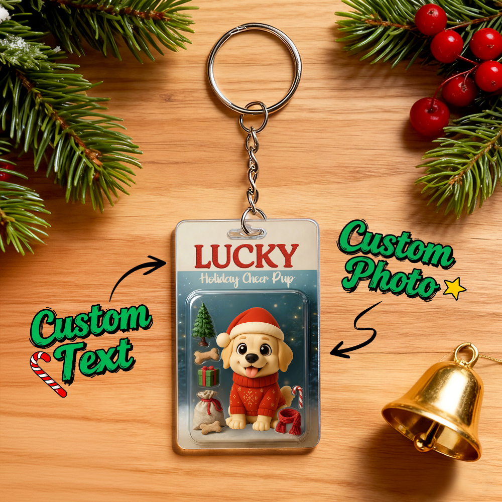 Personalized Squatting Pet Dog Keychain A Heartwarming Holiday Keepsake Unique Gift for Dog Lovers