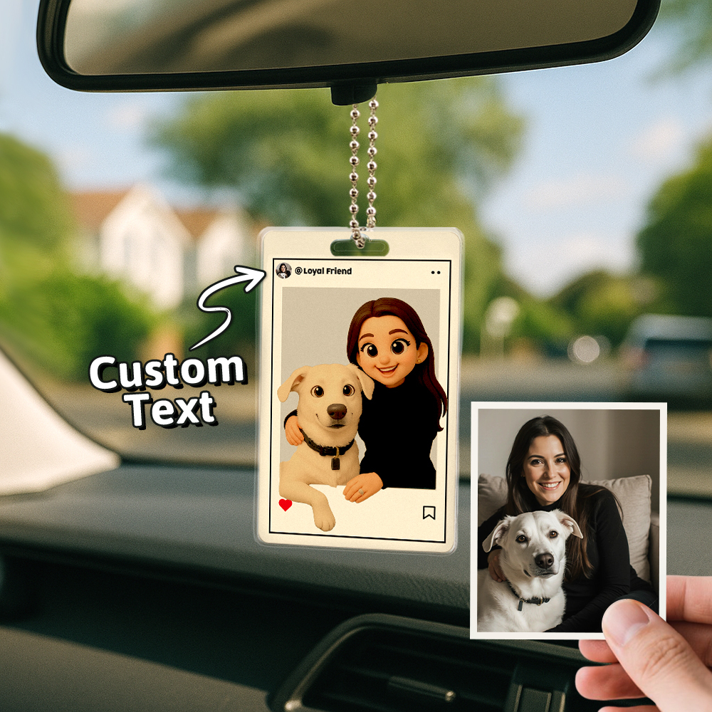 Personalized Cartoon Figure Car Hanger Custom Wedding Anniversary Birthday Festival Gift