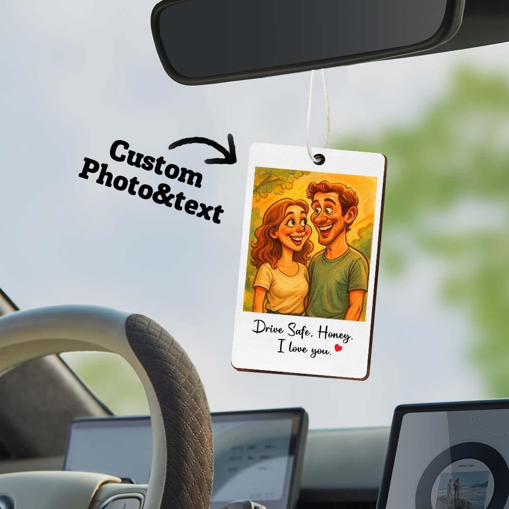 Custom Funny Caricature Portrait Air Freshener, Cute Car Accessories, Photo Freshener, Gift for Husband Wife Family Friend