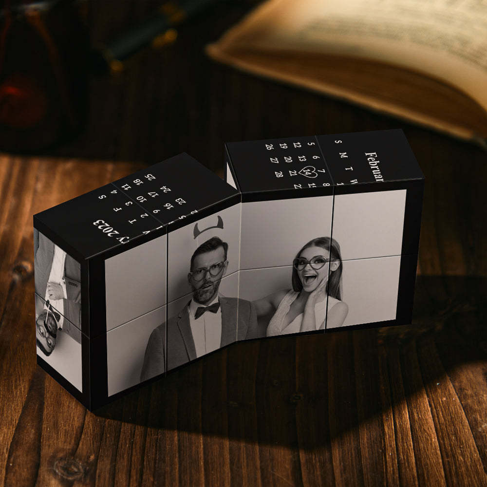 Custom Multi Photo Calendar Rubic's Cube Anniversary Gift For Couples - customphotokeychain