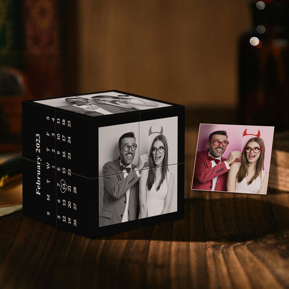Custom Multi Photo Calendar Rubic's Cube Anniversary Gift For Couples - customphotokeychain
