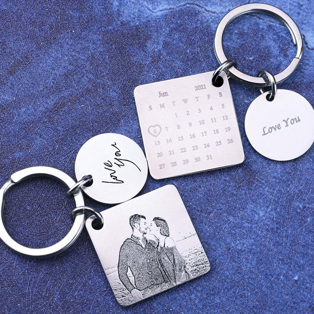Anniversary Gift Calendar Keychain UK Custom Photo Calendar Keyring | Calendar Keychain Photo Keyring Anniversary
