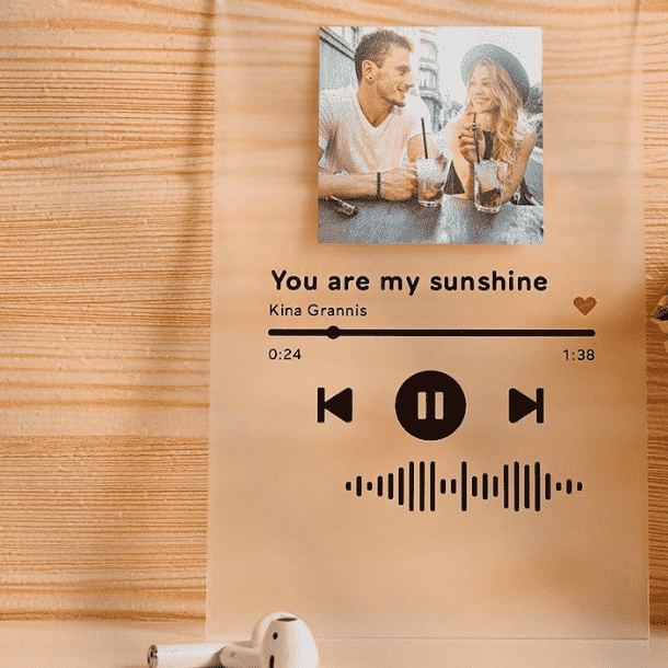 Custom Photo Keyring Music Song Plaque Keyring with Spotify Code (2.1IN X 3.4IN)