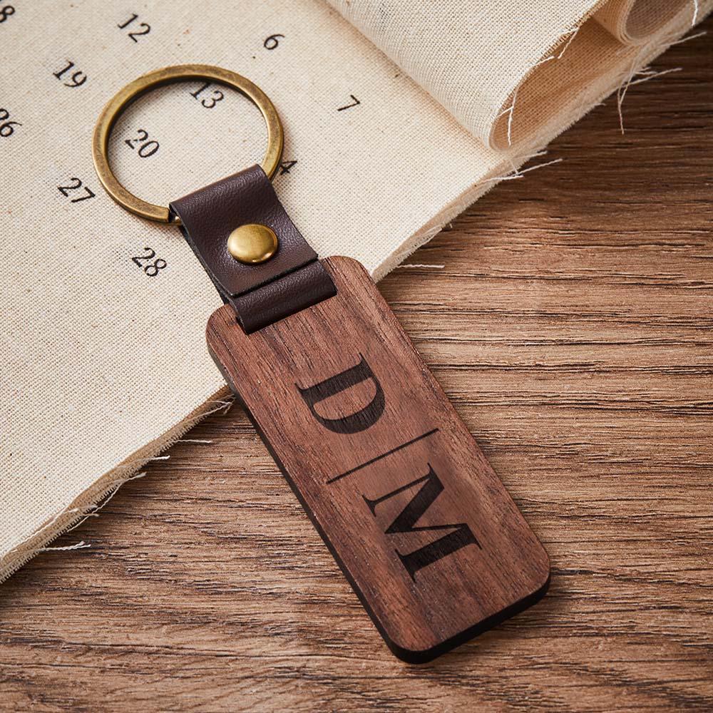 Scannable Spotify Code Wood Keychain Vintage Engraved Keychain For Him - customphotokeychain