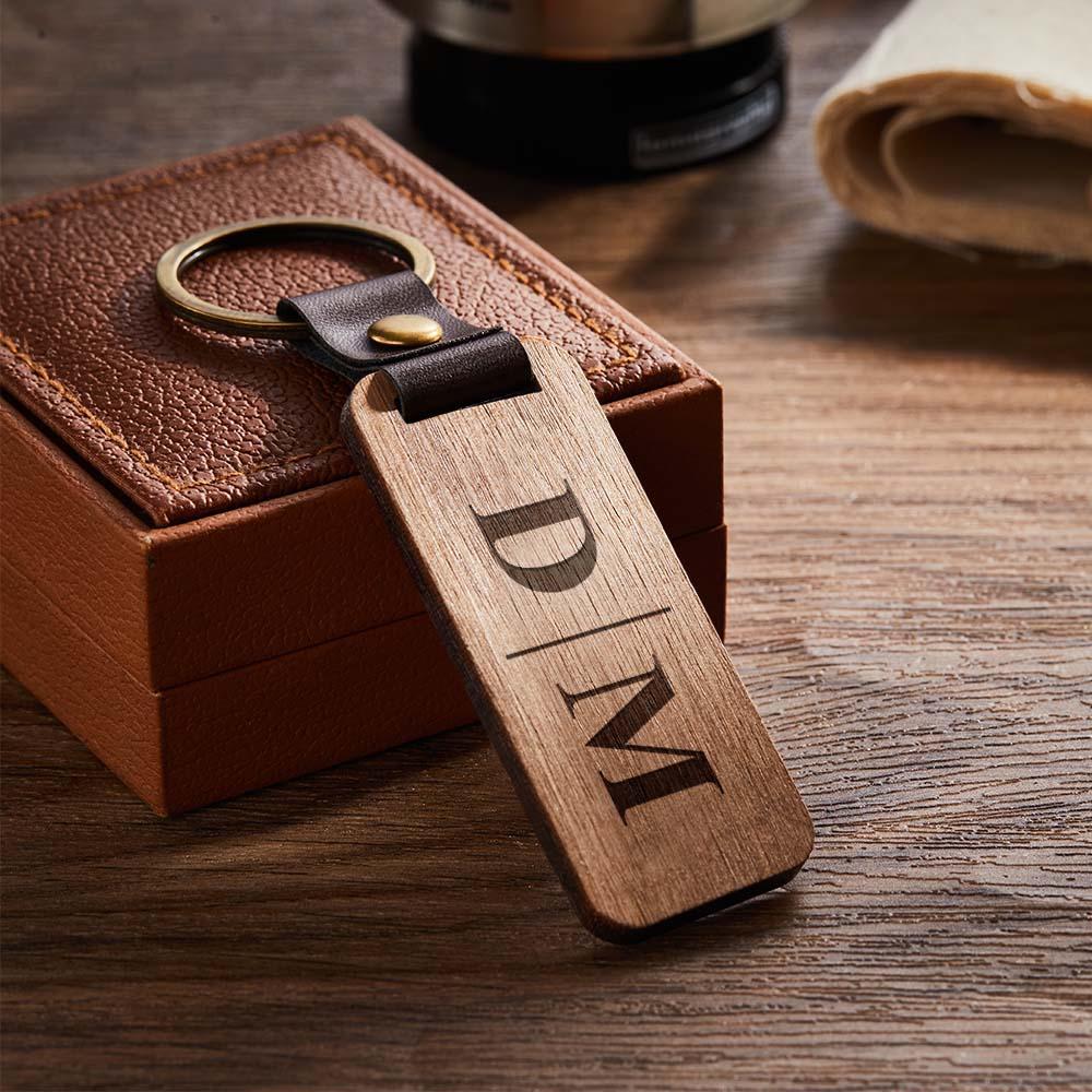 Scannable Spotify Code Wood Keychain Vintage Engraved Keychain For Him - customphotokeychain