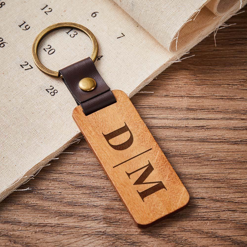 Scannable Spotify Code Wood Keychain Vintage Engraved Keychain For Him - customphotokeychain