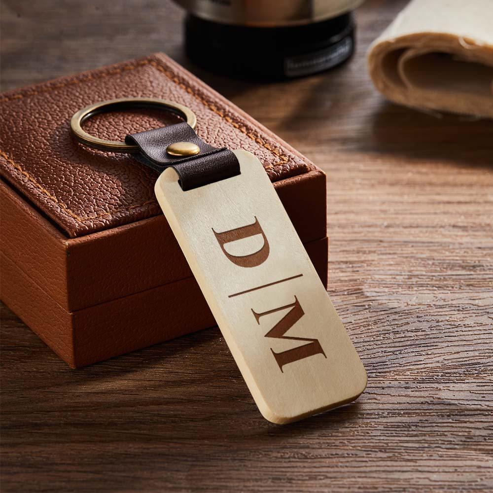 Scannable Spotify Code Wood Keychain Vintage Engraved Keychain For Him - customphotokeychain