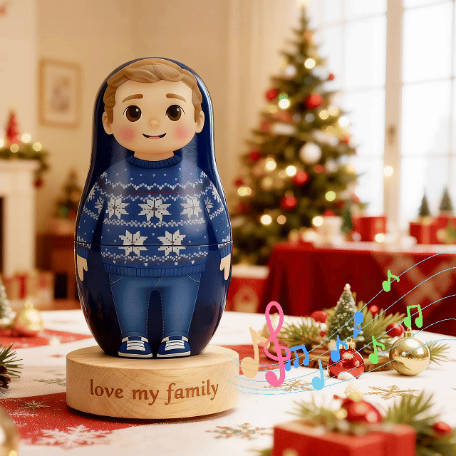 Personalized Portrait Nesting Doll Custom Photo Family Portrait Cartoon Style Gift Photo Anniversary Gift - CustomPhotoKeychainUK