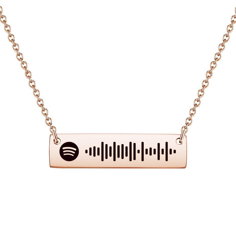 Personalized Bar Necklace Spotify Code Necklace Custom Music Spotify Scan Code Stainless Steel Necklace Gift - myspotifyplaque