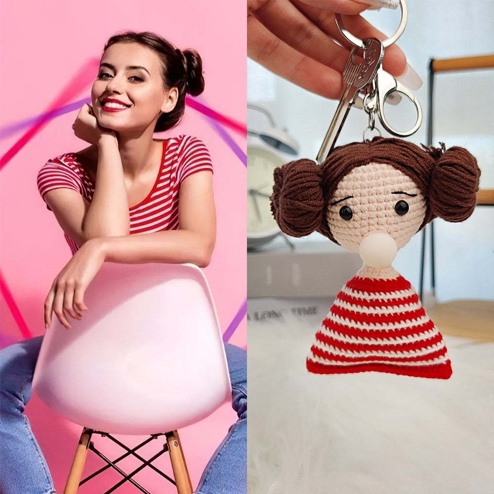 Custom Crochet Doll Keychain Personalized Gifts Handwoven Mini Dolls - customphotokeychain