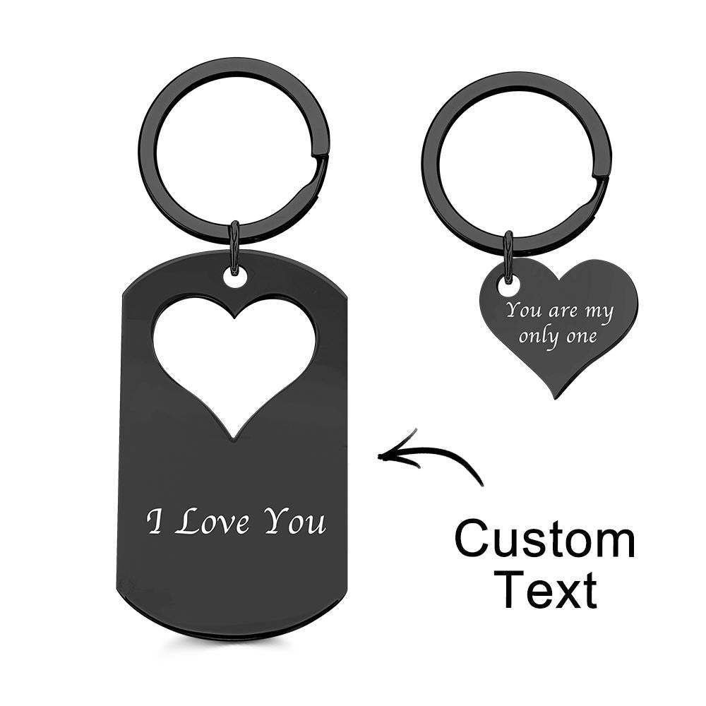 Custom Photo Engraved Keychain Creative Heart A Pair Couple Gifts - customphotokeychain