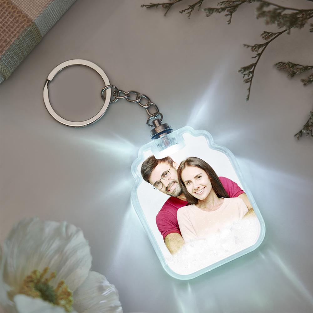 Custom Photo Quicksand Glowable Drift Bottle Shape Keychain - customphotokeychain