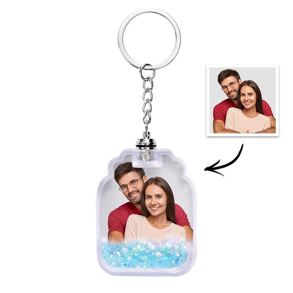 Custom Photo Quicksand Glowable Drift Bottle Shape Keychain - customphotokeychain