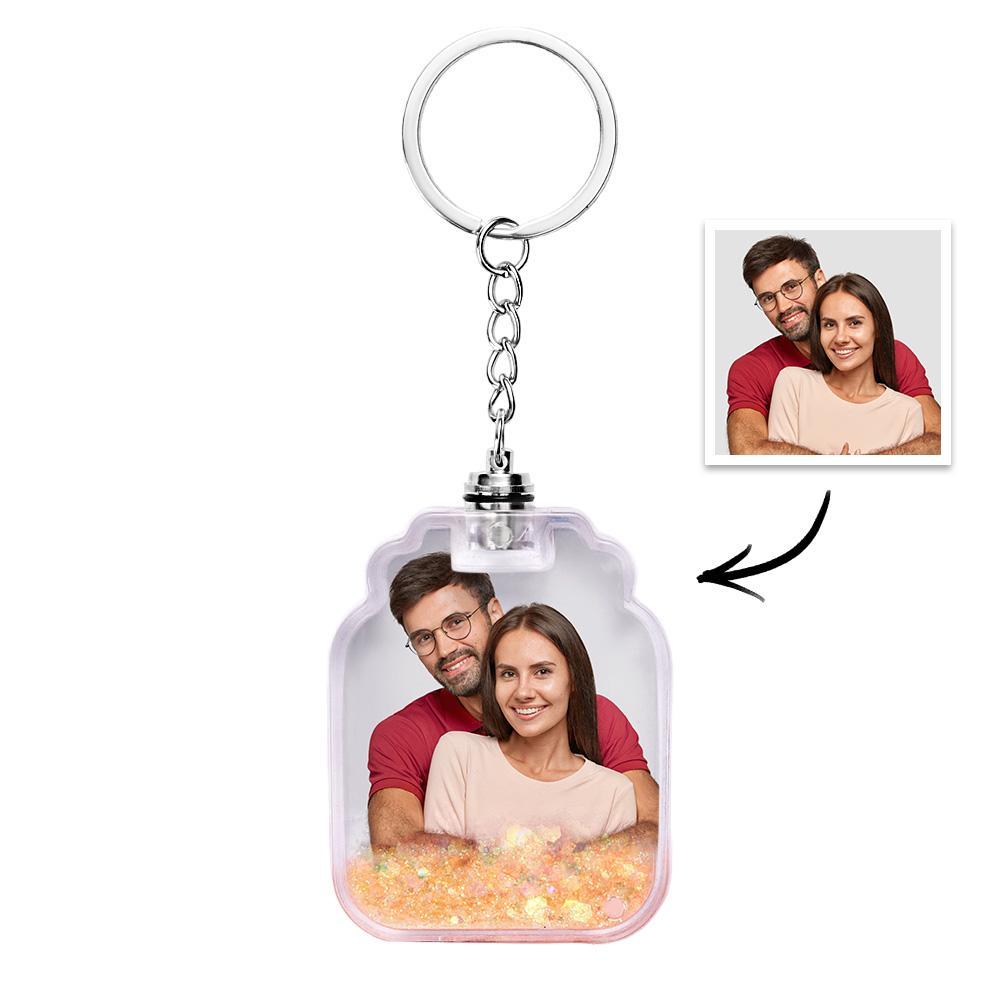 Custom Photo Quicksand Glowable Drift Bottle Shape Keychain - customphotokeychain