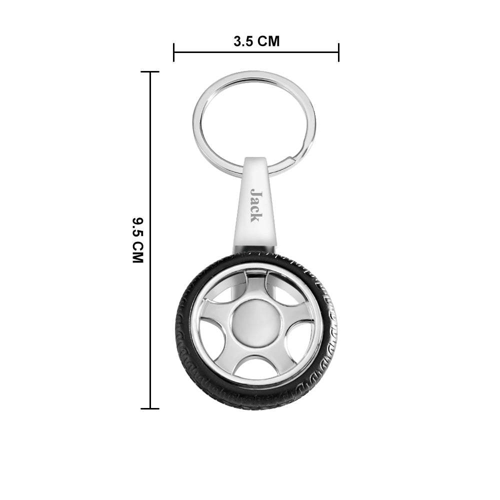 Custom Name Spinning Tire Keychain Gifts for Him - customphotokeychain