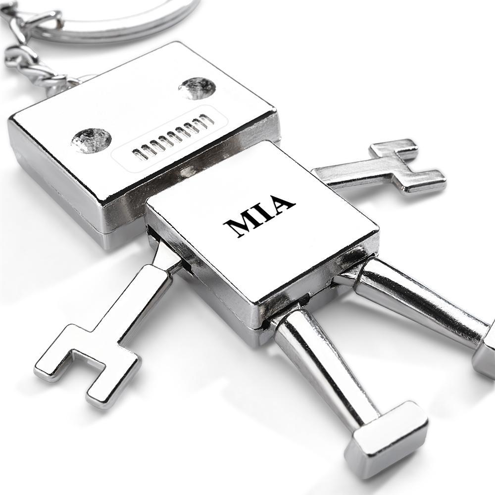 Custom Text Robot Charm Keychain Personalized Keychain Funny Gift - customphotokeychain