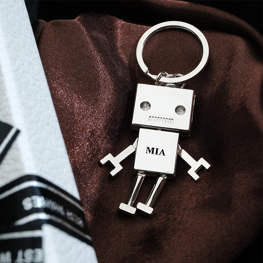 Custom Text Robot Charm Keychain Personalized Keychain Funny Gift - customphotokeychain