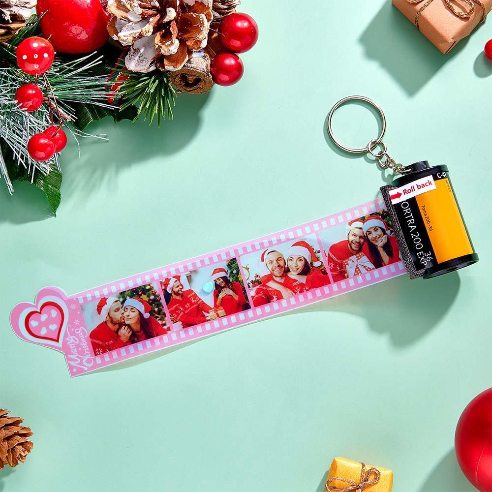 Custom Photo Film Roll Keychain Colorful Heart Decor Camera Keychain Christmas Day Gift - customphotokeychain