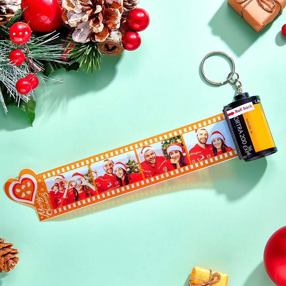 Custom Photo Film Roll Keychain Colorful Heart Decor Camera Keychain Christmas Day Gift - customphotokeychain