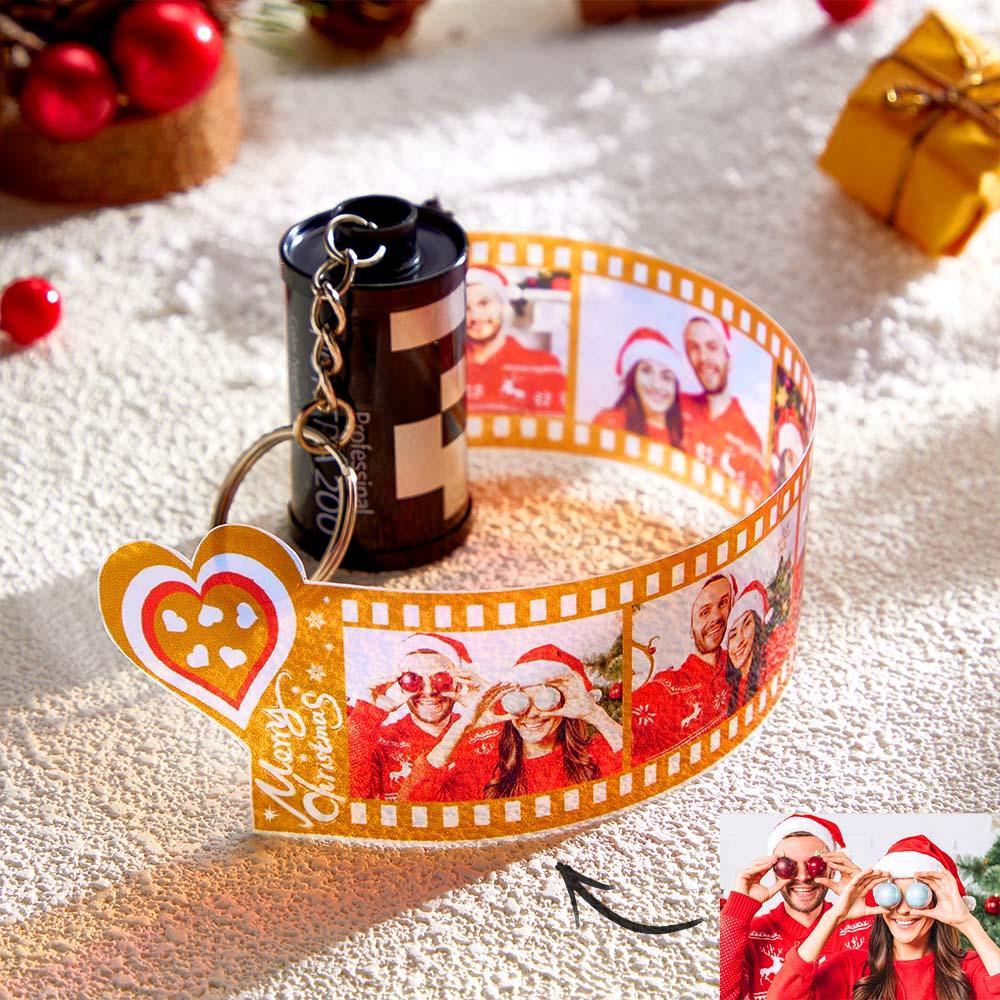 Custom Photo Film Roll Keychain Colorful Heart Decor Camera Keychain Christmas Day Gift - customphotokeychain