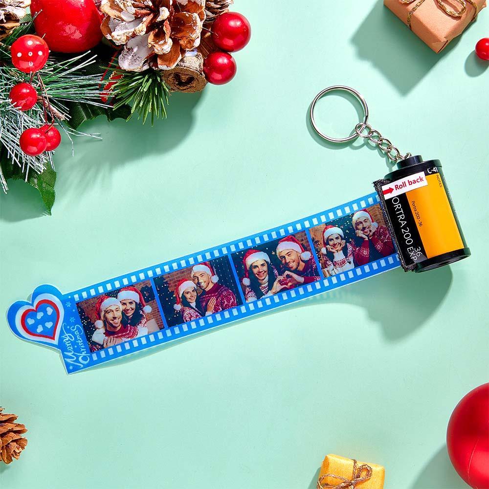 Custom Photo Film Roll Keychain Colorful Heart Decor Camera Keychain Christmas Day Gift - customphotokeychain