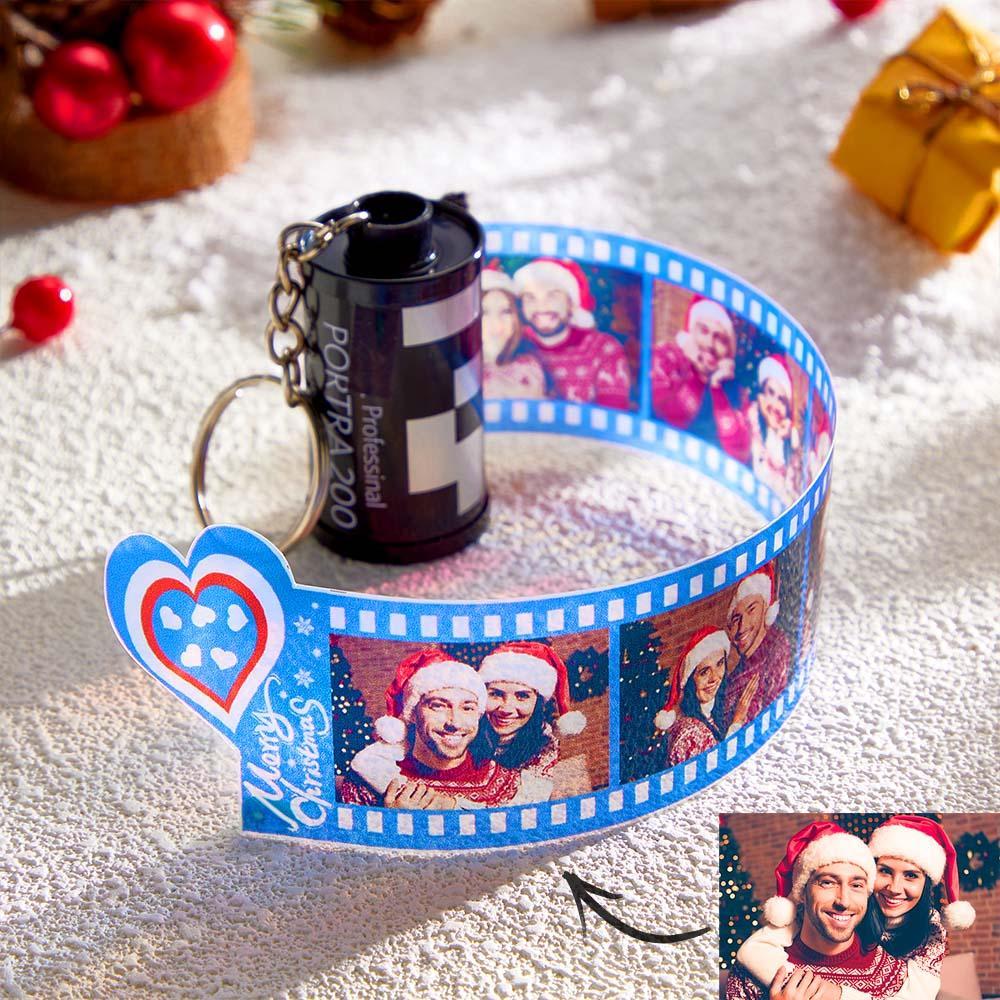 Custom Photo Film Roll Keychain Colorful Heart Decor Camera Keychain Christmas Day Gift - customphotokeychain