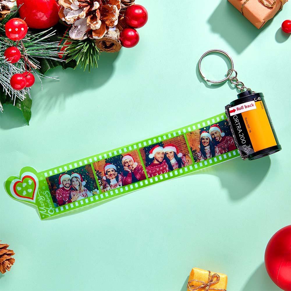 Custom Photo Film Roll Keychain Colorful Heart Decor Camera Keychain Christmas Day Gift - customphotokeychain