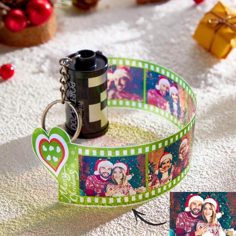 Custom Photo Film Roll Keychain Colorful Heart Decor Camera Keychain Christmas Day Gift - customphotokeychain