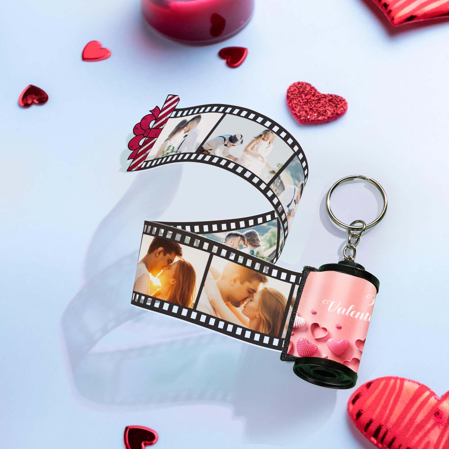 Custom Photo Film Roll Keychain Gift Box Decor Camera Keychain Valentine's Day Gifts For Couples - customphotokeychain