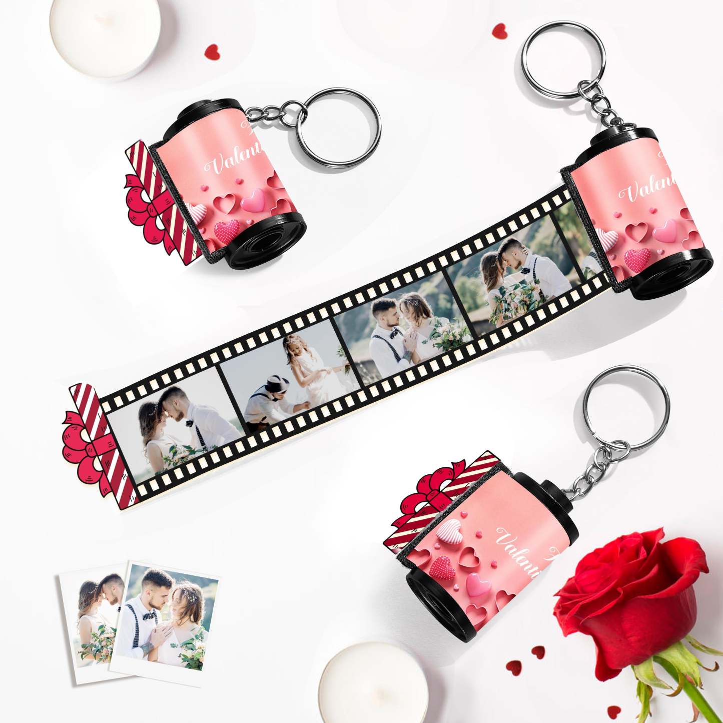 Custom Photo Film Roll Keychain Gift Box Decor Camera Keychain Valentine's Day Gifts For Couples - customphotokeychain