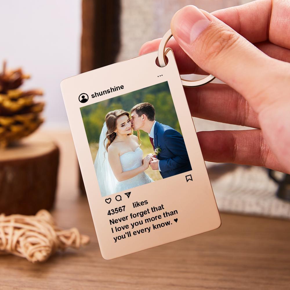 Personalized Instagram Design Keychain Custom Photo Fashionable Keychain Valentine's Day Gift - customphotokeychain