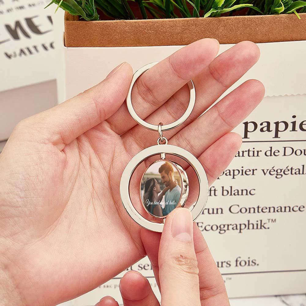 Custom Photo Rotatable Round Keychain Love Souvenirs Keychain Valentine Gifts For Couple - customphotokeychain