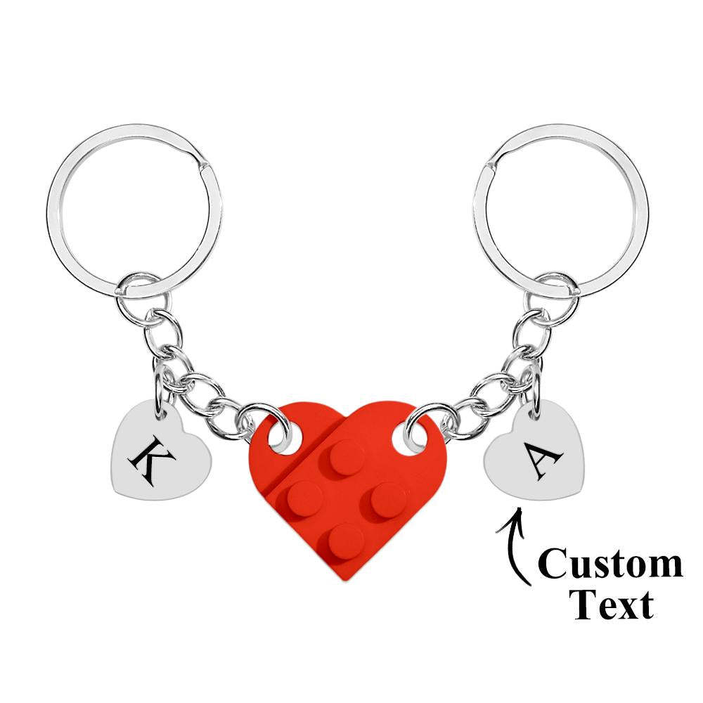 Custom Heart Keychain Set Personalized Initials Matching keychains Valentine's Day Gift Best Friends Gift - customphotokeychain