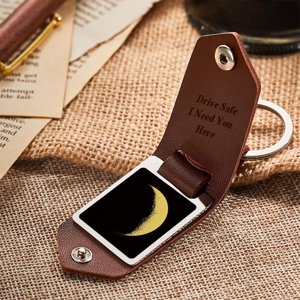 Custom Keychain Moon Phase Keychain Custom Date Keyring - customphotokeychain