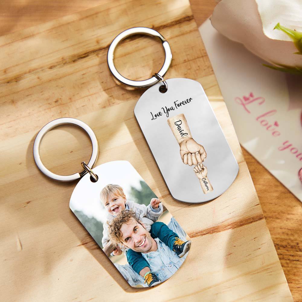 Custom Bump Keychain Best Dad Ever Keychain Photo Keyring Fathers Day Gift - CustomPhotoKeychainUK