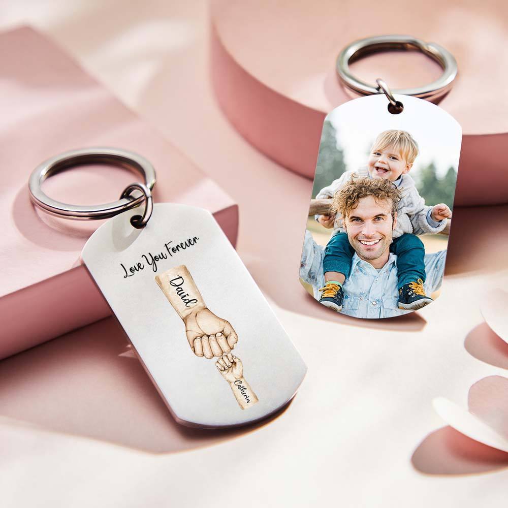 Custom Bump Keychain Best Dad Ever Keychain Photo Keyring Fathers Day Gift - CustomPhotoKeychainUK