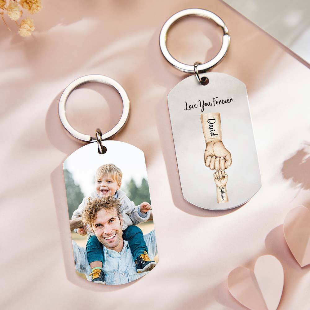 Custom Bump Keychain Best Dad Ever Keychain Photo Keyring Fathers Day Gift - CustomPhotoKeychainUK