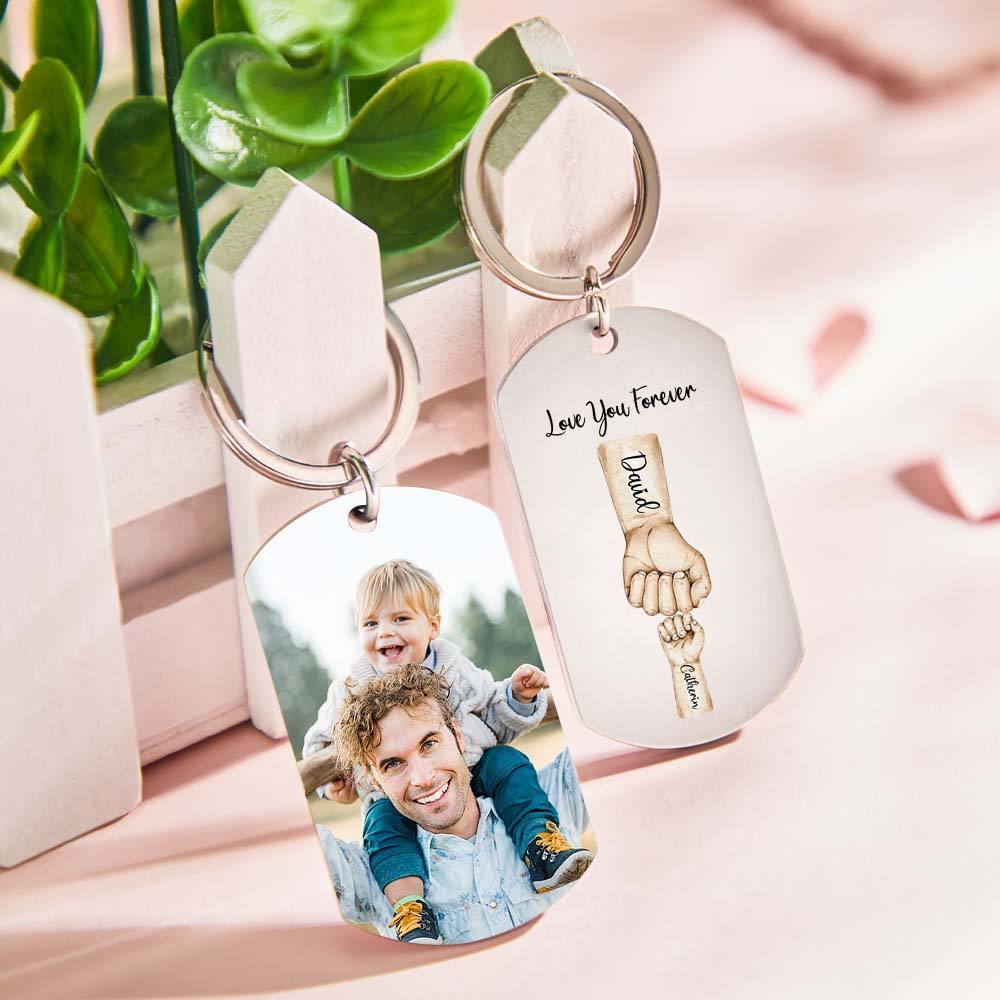 Custom Bump Keychain Best Dad Ever Keychain Photo Keyring Fathers Day Gift - CustomPhotoKeychainUK