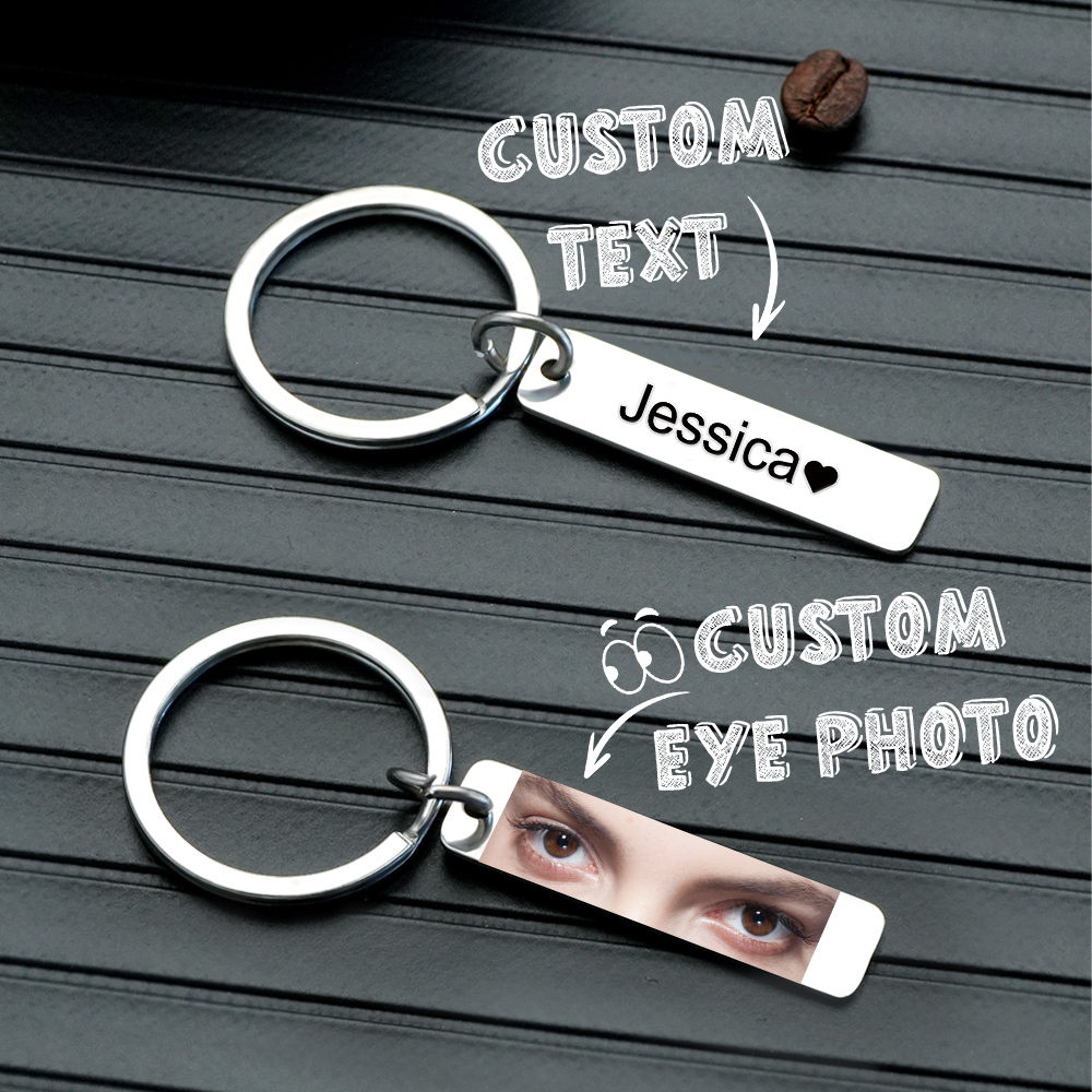 Custom Eye Keychain Personalized Double-Sided Keychain Color Photo Custom Text Best Gift For Anniversary - soufeelus