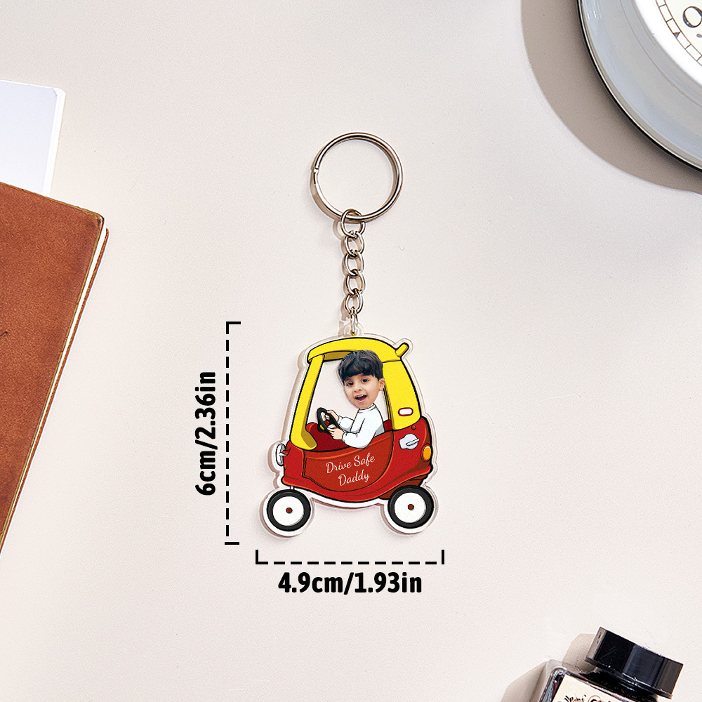 Personalized Drive Safe Keychain Custom Car Style Keychain Gifts for Father - CustomPhotoKeychainUK