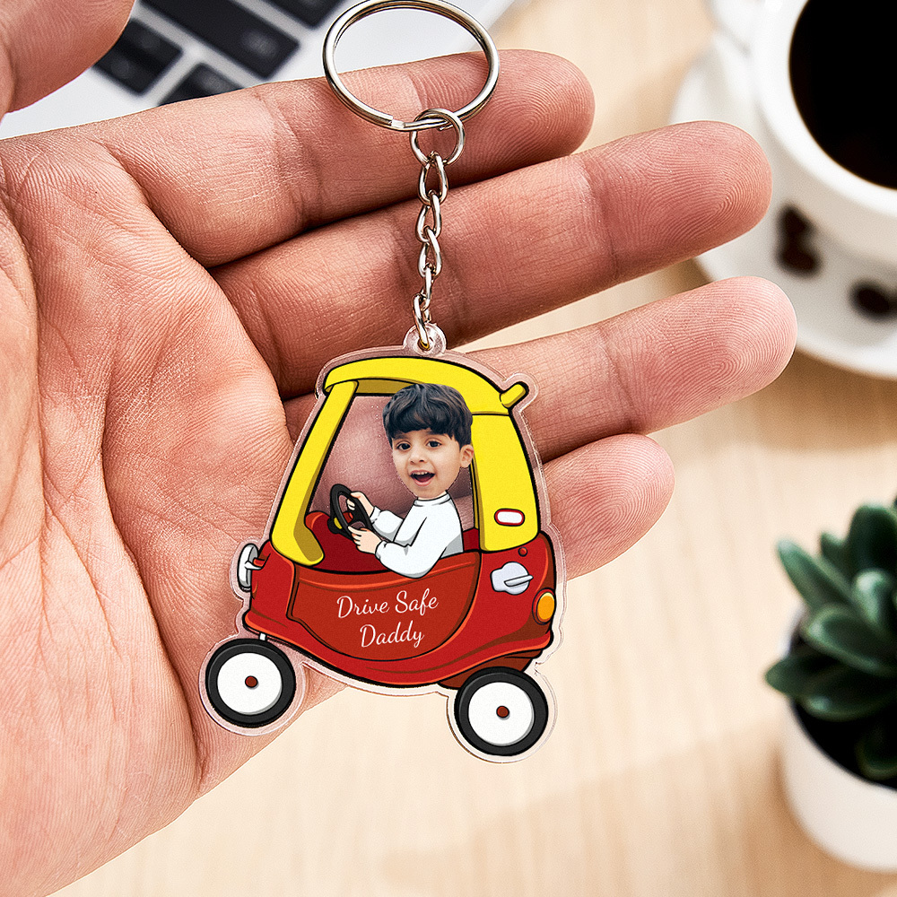 Personalized Drive Safe Keychain Custom Car Style Keychain Gifts for Father - CustomPhotoKeychainUK