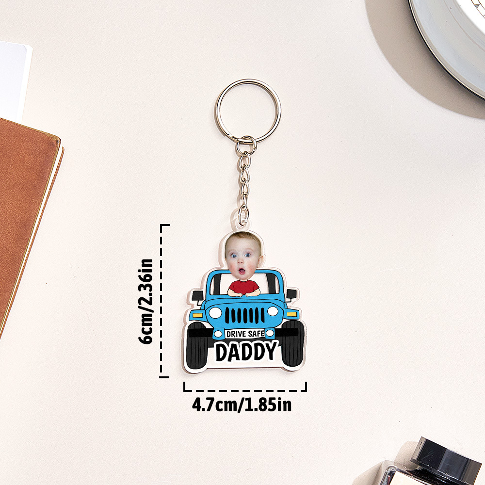 Personalized Drive Safe Keychain Custom Car Style Keychain Gifts for Father - CustomPhotoKeychainUK