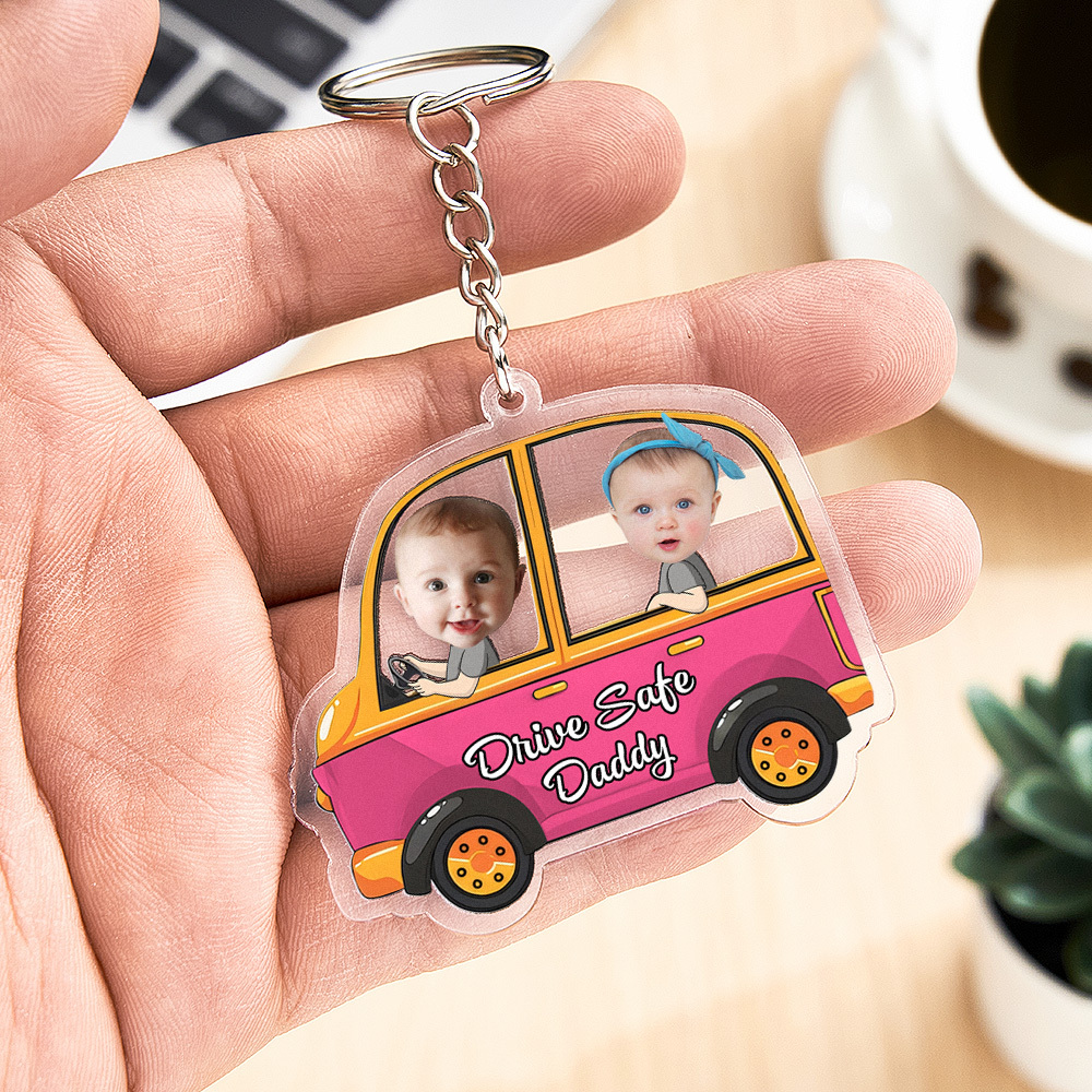 Personalized Drive Safe Keychain Custom Car Style Keychain Gifts for Father - CustomPhotoKeychainUK