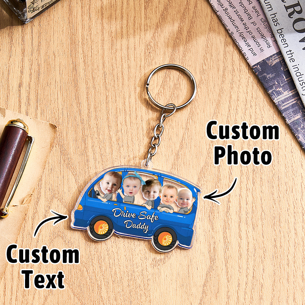 Personalized Drive Safe Keychain Custom Car Style Keychain Gifts for Father - CustomPhotoKeychainUK