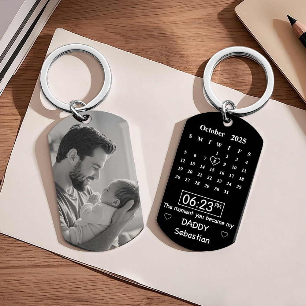 Father's Day Gifts Custom Photo Calendar Black The Moment You Became My Daddy 